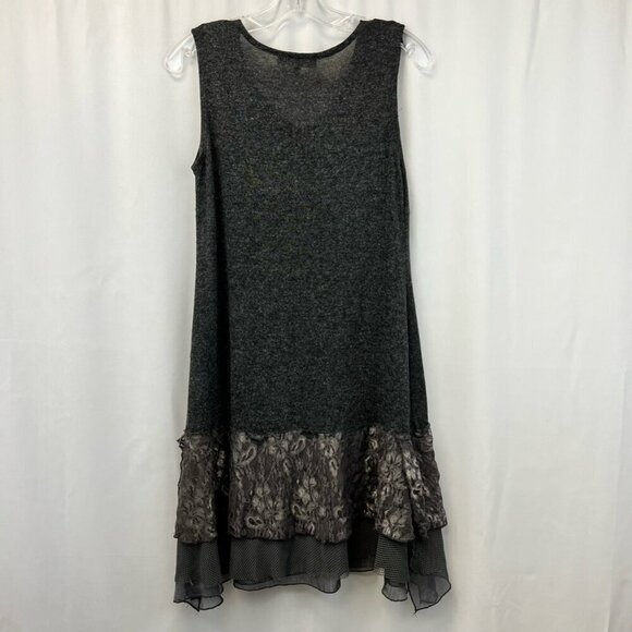 Pretty Angel Womens A Line Dress Gray Scoop Neck Sleeveless Ruffle Lace Small - Picture 2 of 10